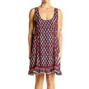 House of Harlow 1960 Navy Paisley Print Sleeveless Mini Dress Red and Blue Small